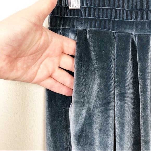 Bobi Velvet Lounge Jogger Velvet Velour Casual Elastic Waist Pants Blue Small - Picture 4 of 5